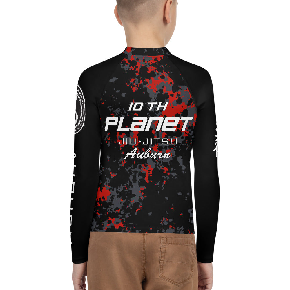 Youth Rash Guard Digital Red Camo - Sizes 8 - 20